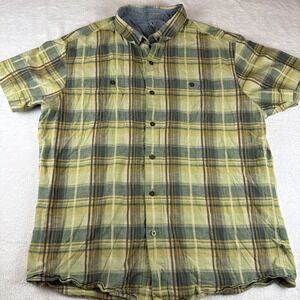KUHL Skorpio Shirt Men XL Multi Plaid Linen Blend Tapered Short Sleeve